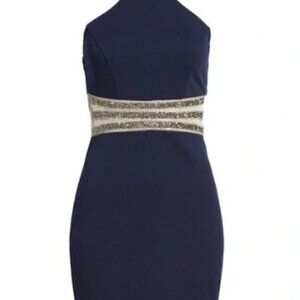 Speechless Navy Blue Cocktail Dress w/ Beaded Wasteline